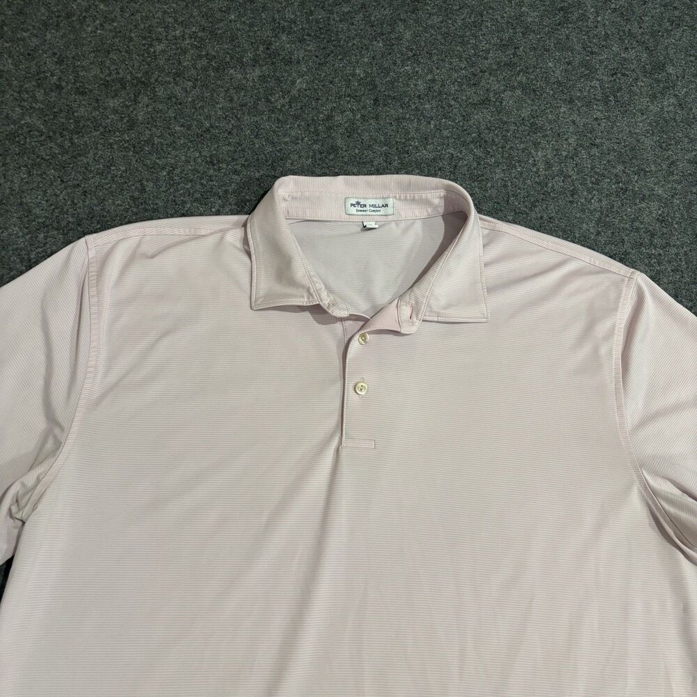 Peter Millar Summer Comfort Polo Shirt Size XL Pink Striped